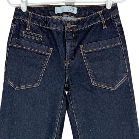 Joe Fresh Women's Wide Leg Stretch Mid Rise Blue Denim Jeans Size 4 Patch Pocket - Picture 3 of 10